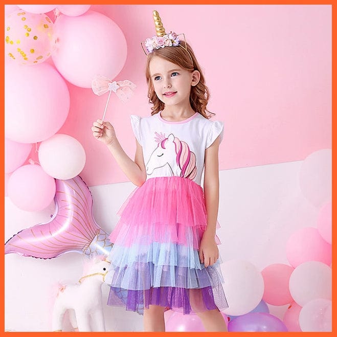 whatagift.com.au SH4590 / 4T Summer Flying Sleeve  Princess Dresses for Girls