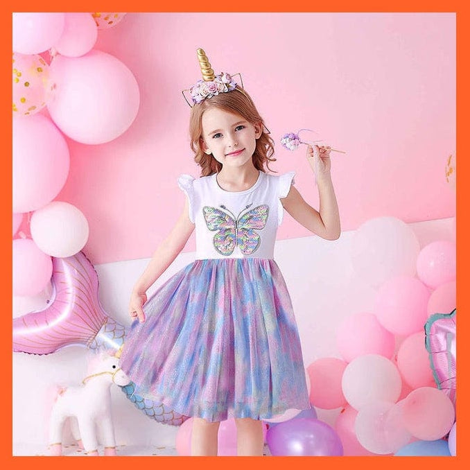 whatagift.com.au SH4786 / 3T Summer Flying Sleeve  Princess Dresses For Girls