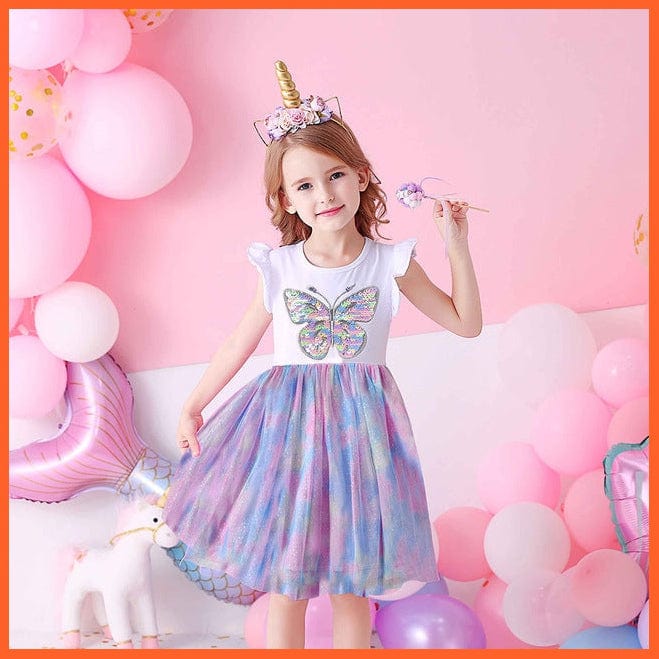whatagift.com.au SH4786 / 4T Summer Flying Sleeve  Princess Dresses for Girls