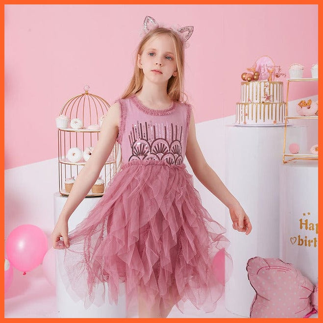 whatagift.com.au SH4787 / 4T Summer Flying Sleeve  Princess Dresses for Girls