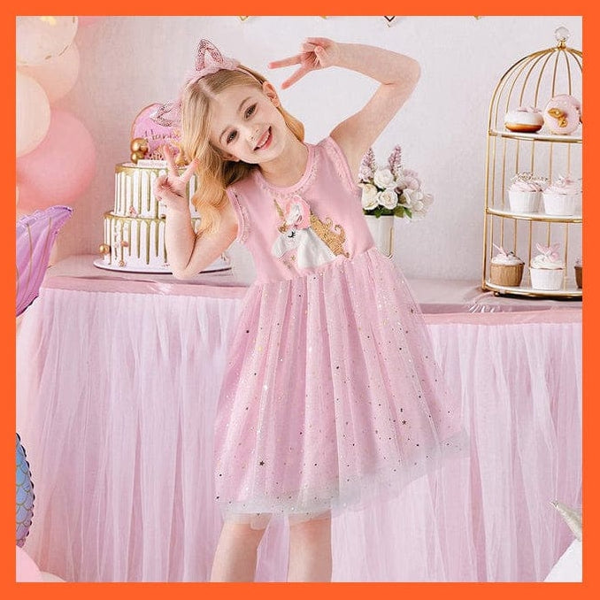 whatagift.com.au SH4864 / 3T Summer Flying Sleeve  Princess Dresses For Girls