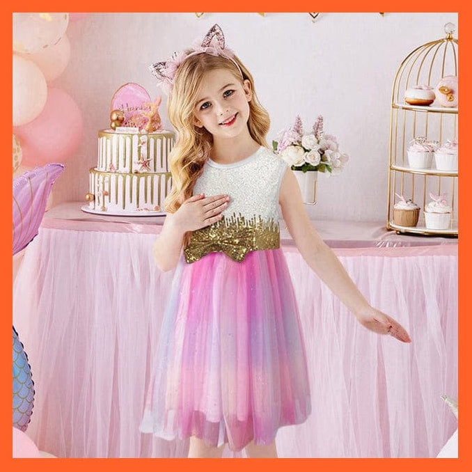 whatagift.com.au SH4868 / 3T Summer Flying Sleeve  Princess Dresses For Girls