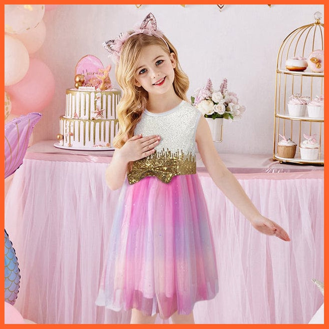 whatagift.com.au SH4868 / 4T Summer Flying Sleeve  Princess Dresses for Girls