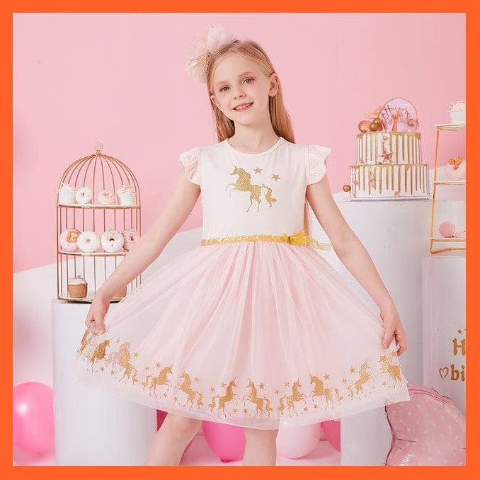 whatagift.com.au SH4974 / 3T Summer Flying Sleeve  Princess Dresses For Girls