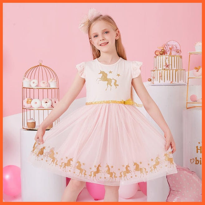 whatagift.com.au SH4974 / 4T Summer Flying Sleeve  Princess Dresses for Girls