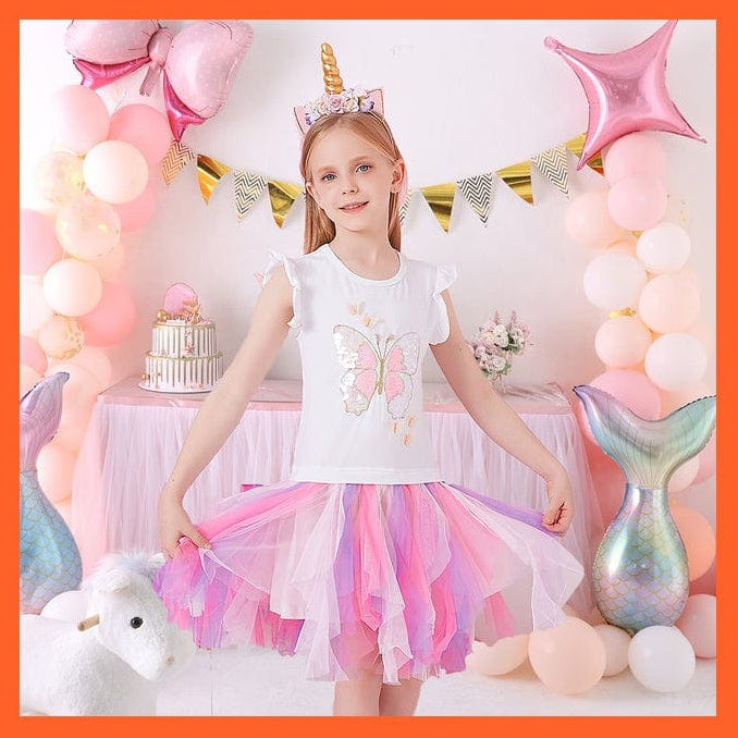 whatagift.com.au SH4975 / 3T Summer Flying Sleeve  Princess Dresses For Girls