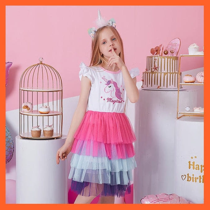 whatagift.com.au SH4980 / 3T Summer Flying Sleeve  Princess Dresses For Girls