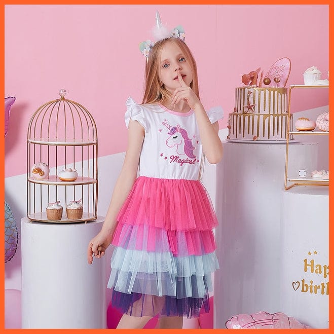 whatagift.com.au SH4980 / 4T Summer Flying Sleeve  Princess Dresses for Girls