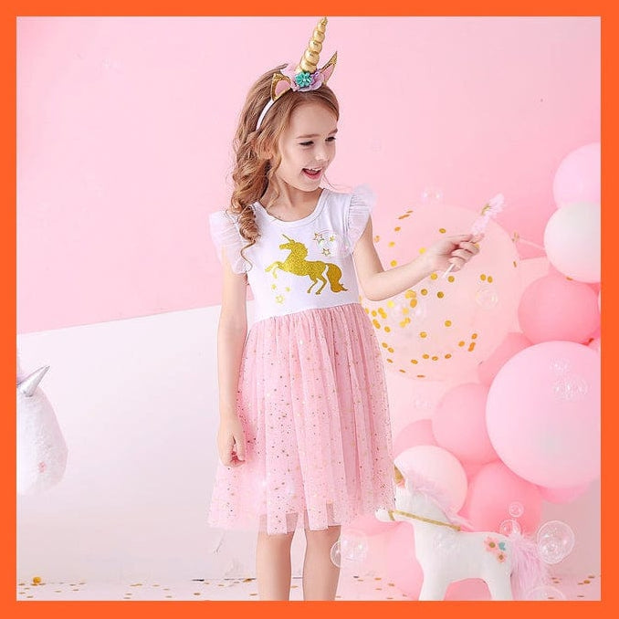 whatagift.com.au SH4990 / 3T Summer Flying Sleeve  Princess Dresses For Girls