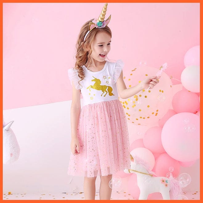 whatagift.com.au SH4990 / 4T Summer Flying Sleeve  Princess Dresses for Girls
