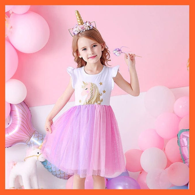 whatagift.com.au SH4992 / 3T Summer Flying Sleeve  Princess Dresses For Girls