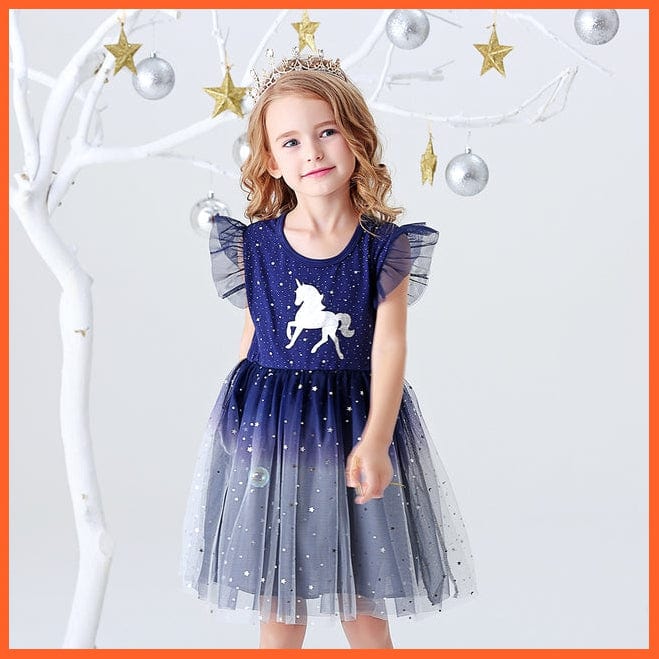 whatagift.com.au SH4995 / 4T Summer Flying Sleeve  Princess Dresses for Girls