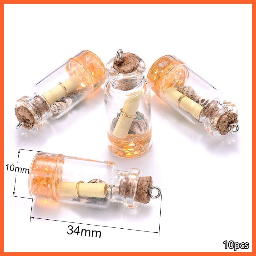 whatagift.com.au Shell 10x34mm 10Pcs/Lot Conch Shell Glass Resin Wish Bottle Pendants Charms For Necklace