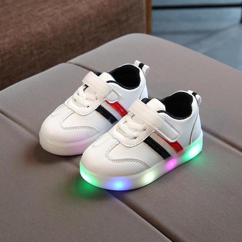 Kimmy White Led Sneakers Shoes For Kids - Black & White For Toddlers | whatagift.com.au.