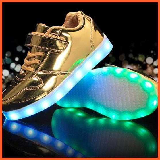 Glowing Night Led Shoes For Kids - Golden | whatagift.com.au.