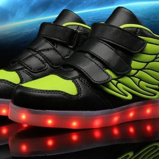 Green Flying Led Shoes For Kids With Wings | Green Wings Shoes For Boys And Girls | whatagift.com.au.