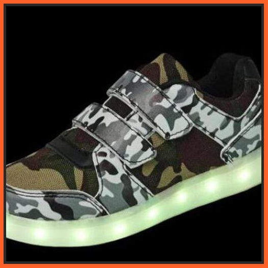 Green Camouflage Led Starp On Shoes - Army Green Shoes With Led Lights | whatagift.com.au.