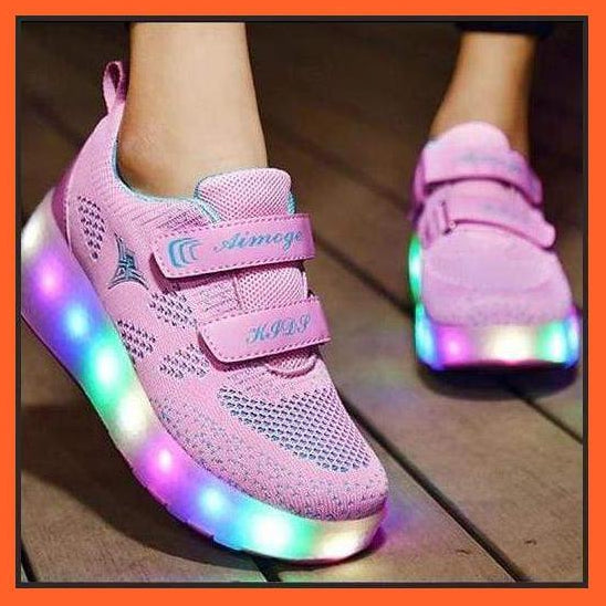 Led Roller Shoes Pink Blue | Kids Led Light Shoes | Kids Led Light Roller Heel | whatagift.com.au.