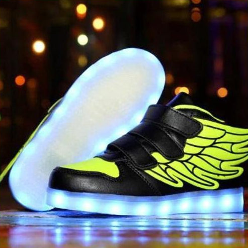 Green Flying Led Shoes For Kids With Wings | Green Wings Shoes For Boys And Girls | whatagift.com.au.