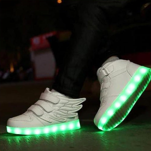 White Flying Led Shoes For Kids With Wings | White Wings Shoes For Boys And Girls | whatagift.com.au.