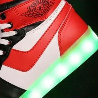 Led Sports Shoes Sneakers High Top Usb - Red | whatagift.com.au.