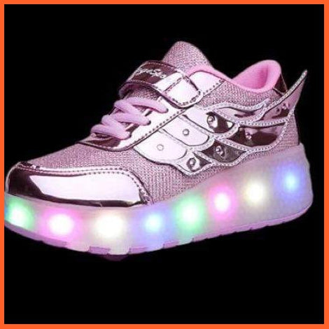 Red Rose Wing Led Roller Shoes With Usb Charging | Light Up Shoes For Girls | whatagift.com.au.