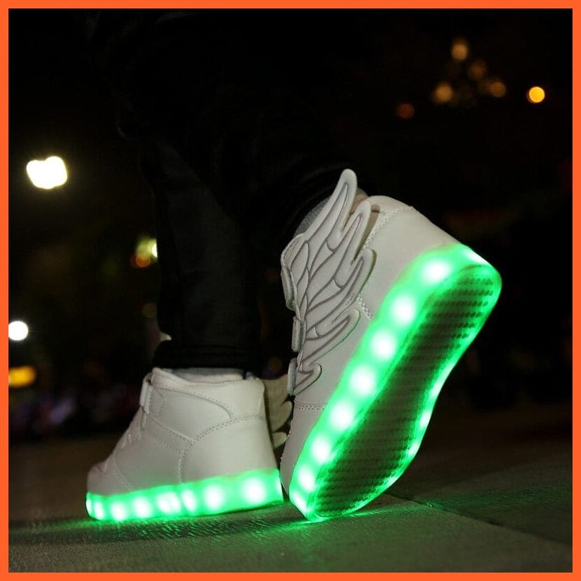 Unbranded Shoes Unisex White Flying Led Shoes For Kids With Wings | White Wings Shoes For Boys And Girls