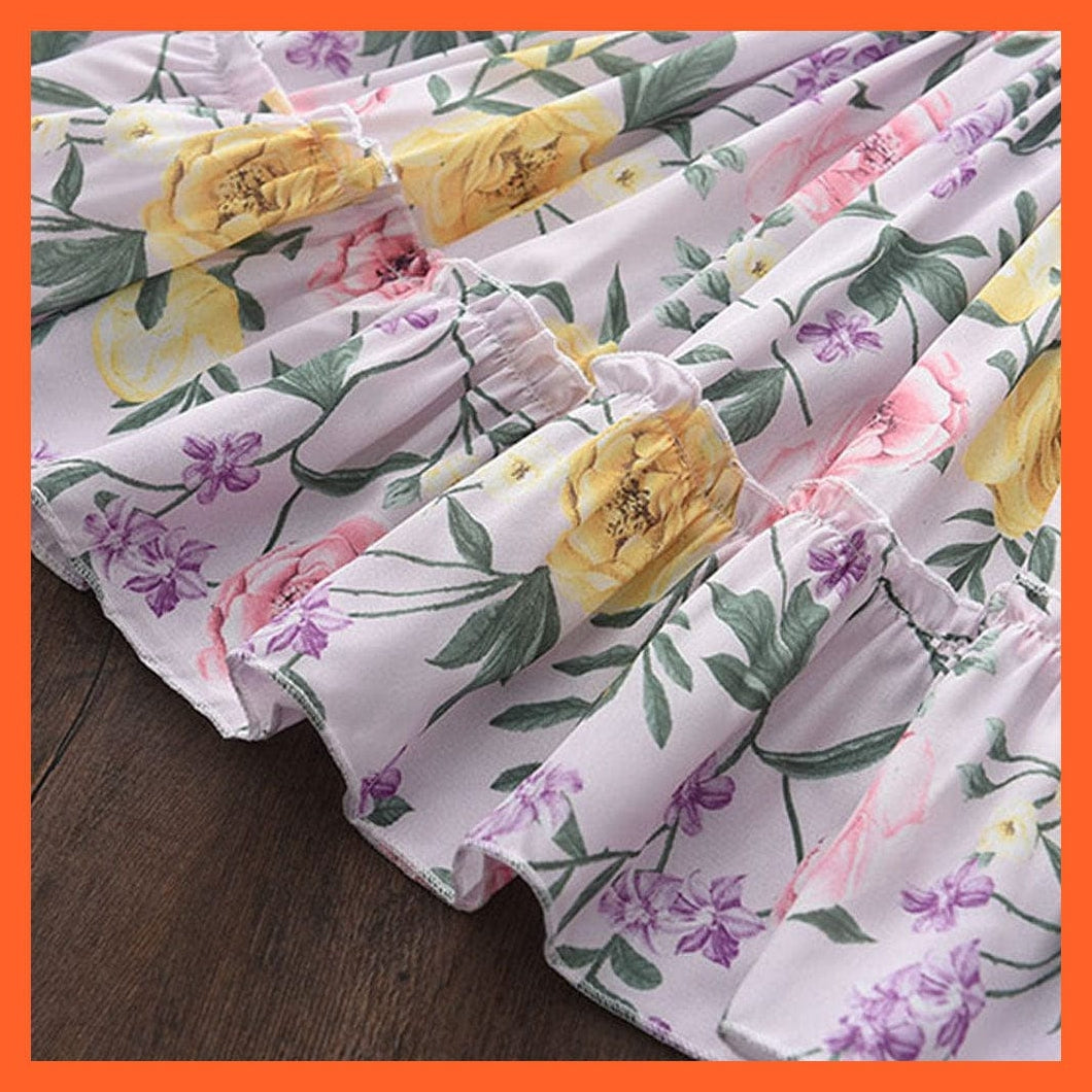 whatagift.com.au Short Sleeve Flowers Embroidery Girls Dress