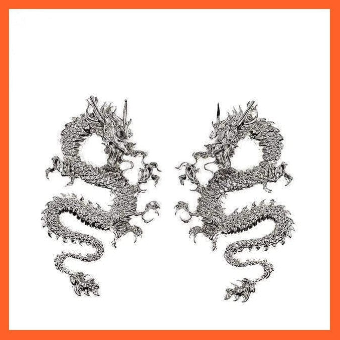 whatagift.com.au Silver 2 Copy of Vintage Dragon Stud Earrings For Women | Punk Gothic Black Crystal Serpent Earrings Fashion Gift