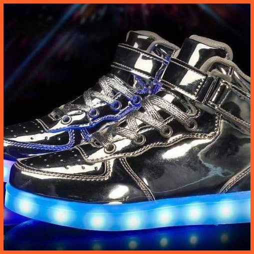 Led Sneakers Shiny Silver 7 Led Colors And Usb Easy Charging | whatagift.com.au.