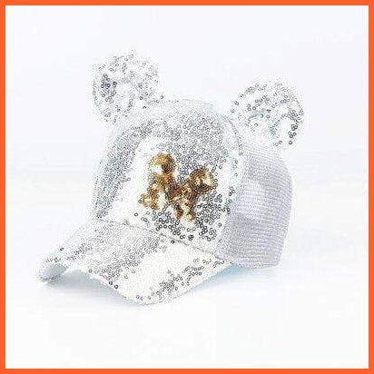 Sequins Ear Cap | Sequins Ear Hats Kids Snapback Mesh Baseball Cap | Spring Summer Hip Hop Caps | whatagift.com.au.