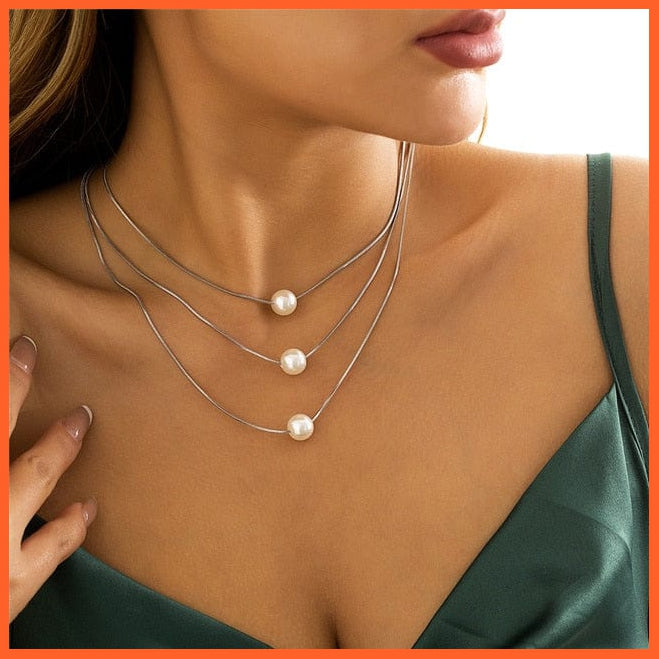 whatagift.com.au Silver Color 13 Baroque Pearl Chain Women Necklace | Punk Toggle Clasp Circle Lariat Bead Choker Necklaces