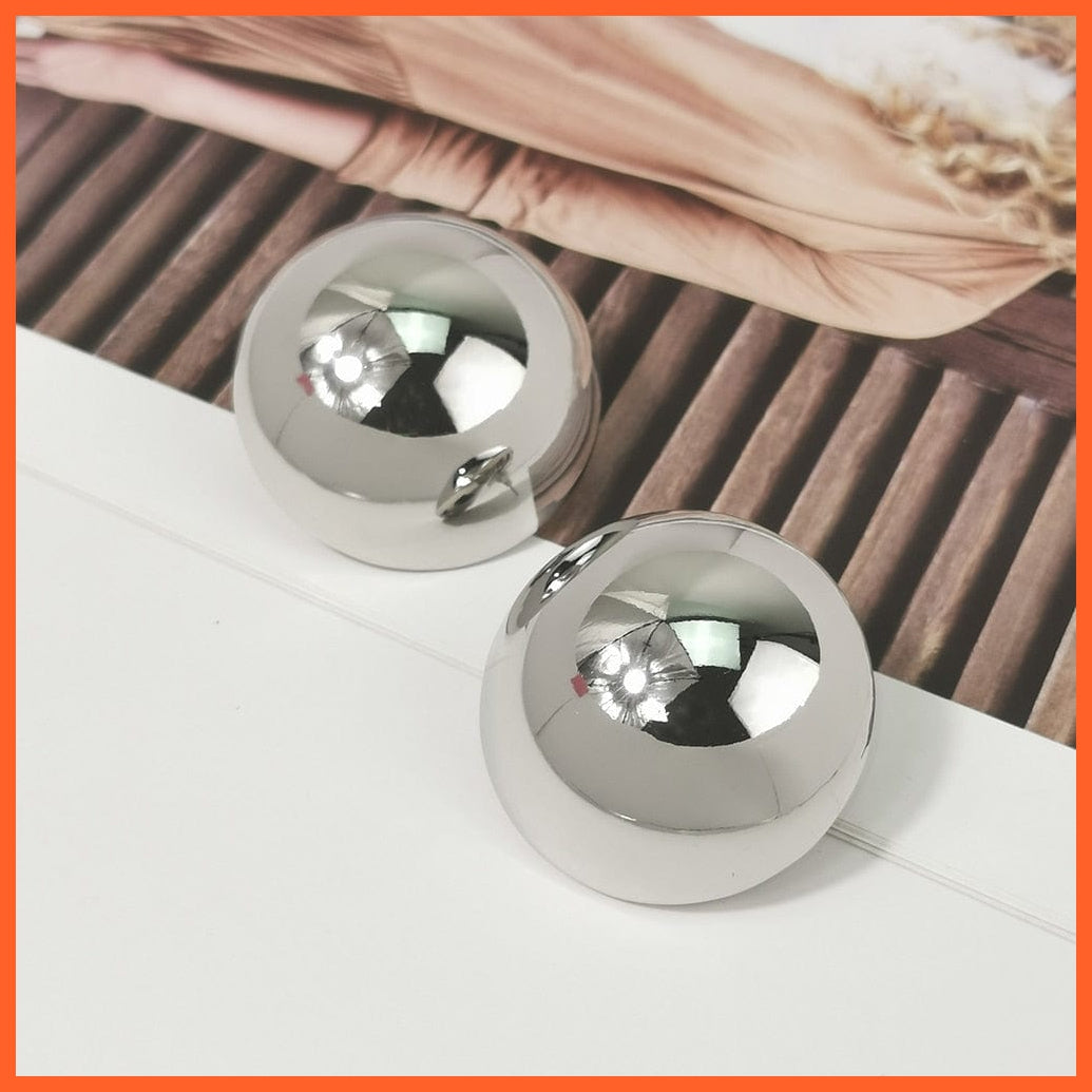 whatagift.com.au Silver Color 40Mm Smooth Surface Round Metal Big Stud Earrings For Women