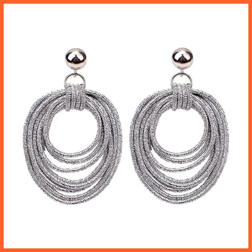whatagift.com.au Silver Color Metal Round Multilayer Dangle Earrings for Women