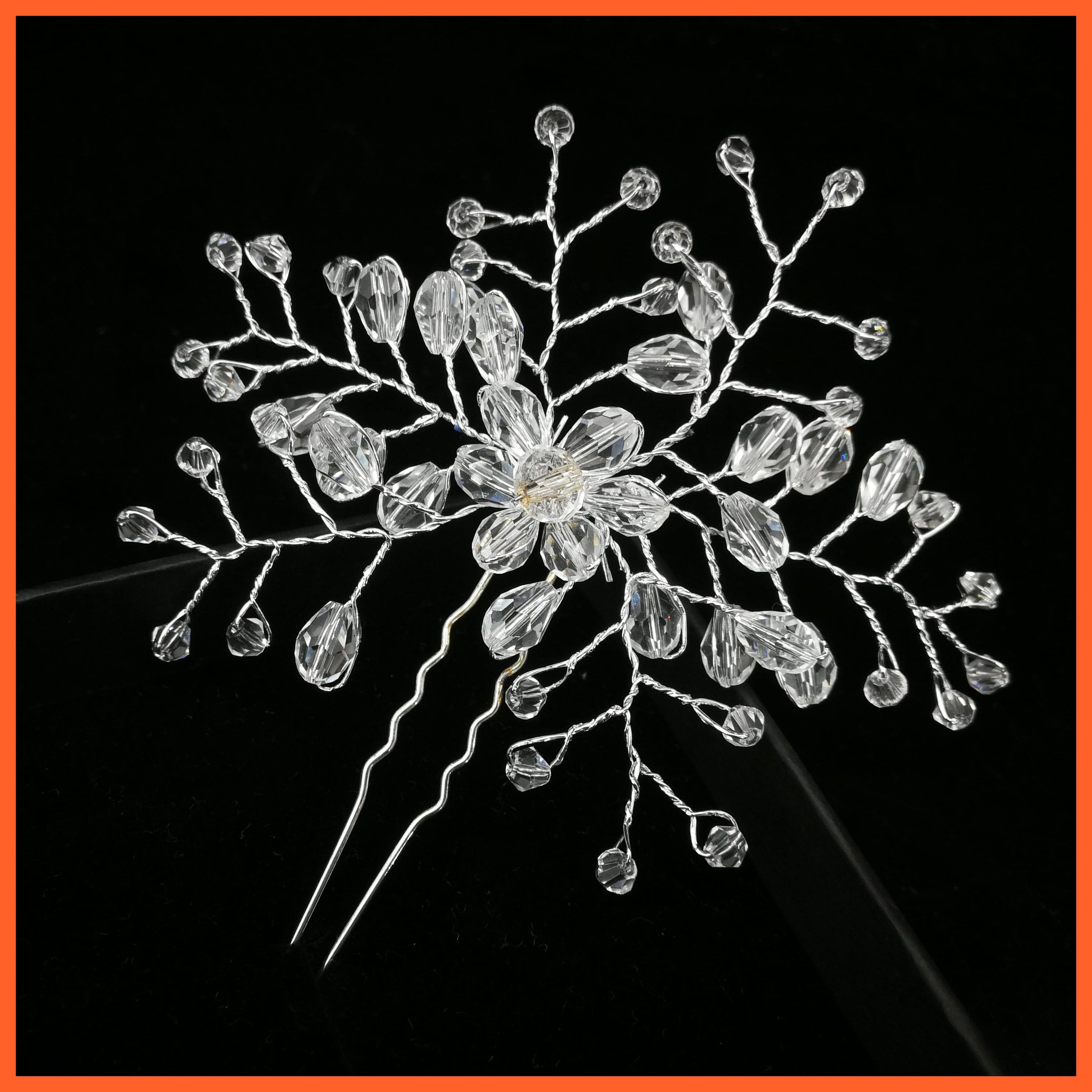 whatagift.com.au Silver crystal 1pc 1 Women U-shaped Metal Pin | Pearl Bridal Tiara Hairpin | Wedding Accessories