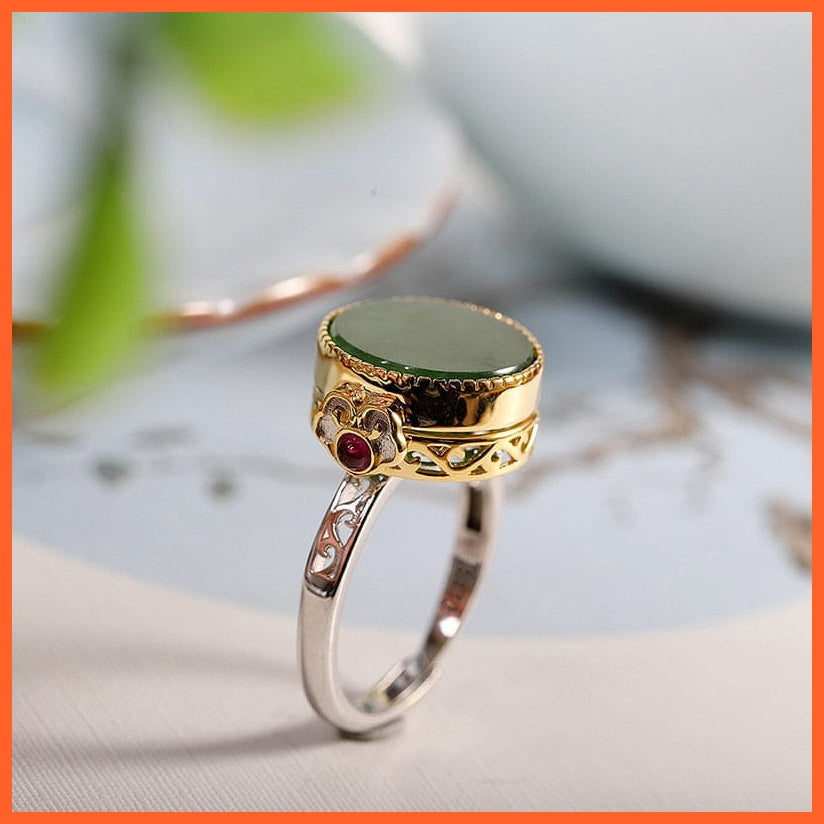 whatagift.com.au Silver Round Jasper Openable Rings For Women