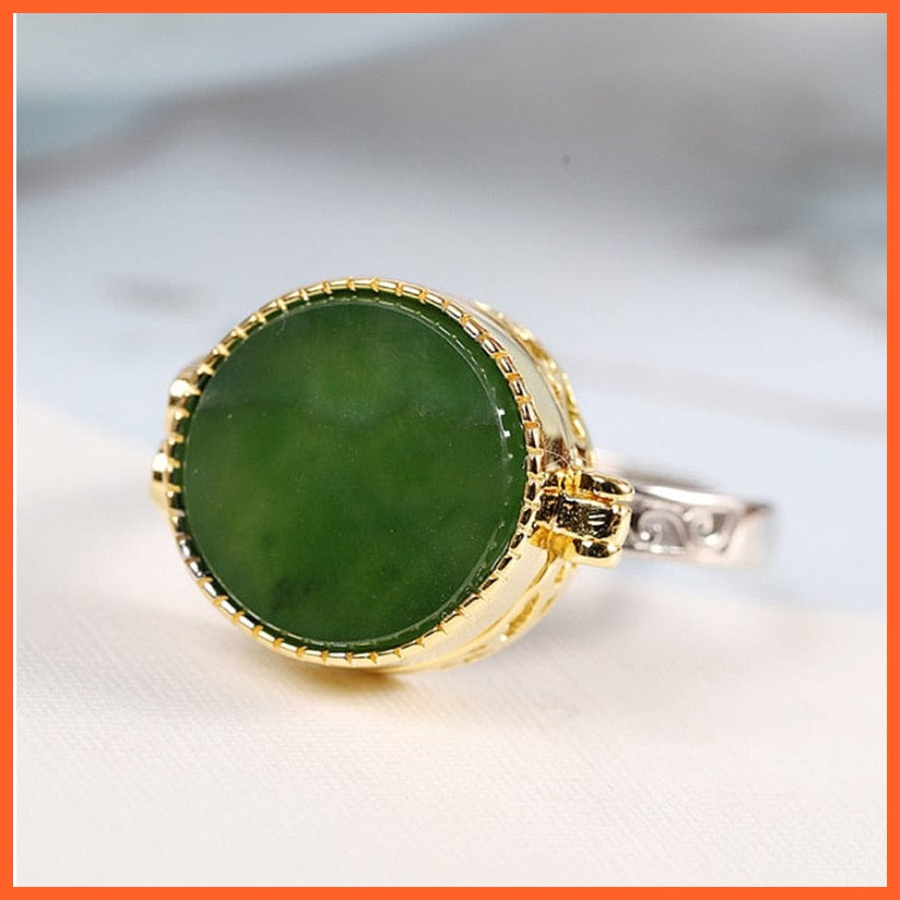 whatagift.com.au Silver Round Jasper Openable Rings For Women
