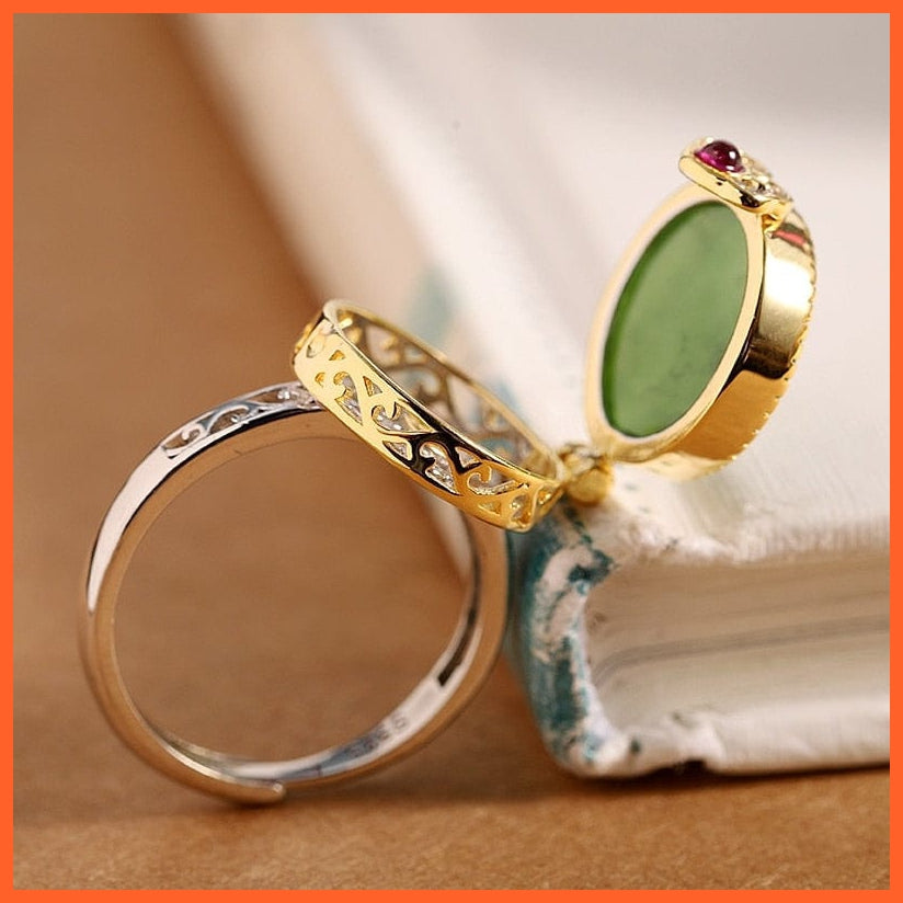 whatagift.com.au Silver Round Jasper Openable Rings For Women