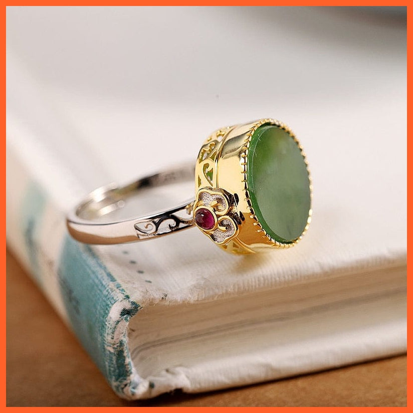 whatagift.com.au Silver Round Jasper Openable Rings For Women
