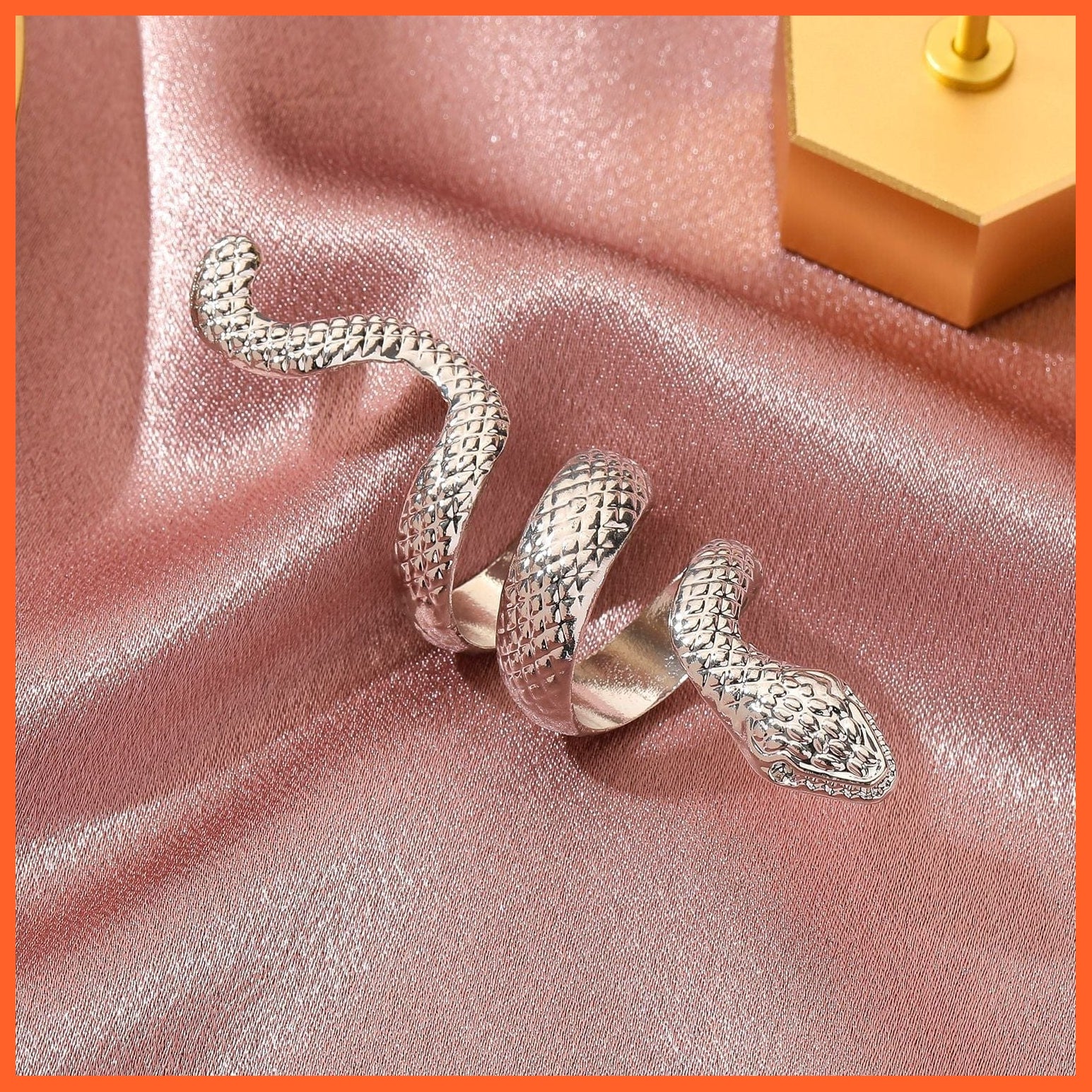 whatagift.uk Silver Snake Ring / Resizable Open Adjustable Silver Snake Ring Set For Women