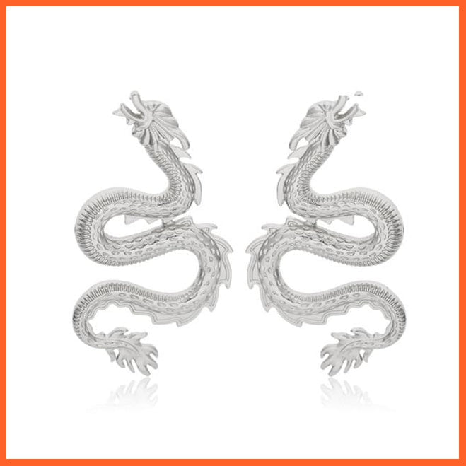 Vintage Dragon Stud Earrings For Women | Punk Gothic Black Crystal Serpent Earrings Fashion Gift | whatagift.com.au.