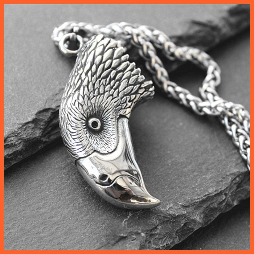 whatagift.uk Single pendant Retro Double-sided Three-Dimensional Eagle Head Pendant Necklace