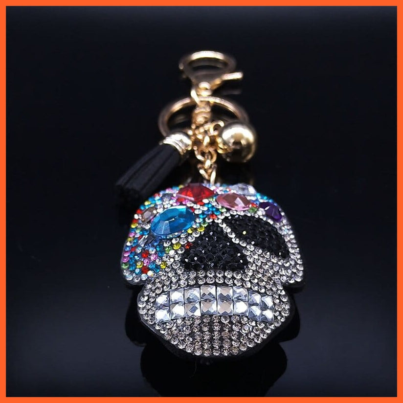 whatagift.uk Skull Crystal Pendant Bag Accessories | Tassel Bell Keychain Keyring