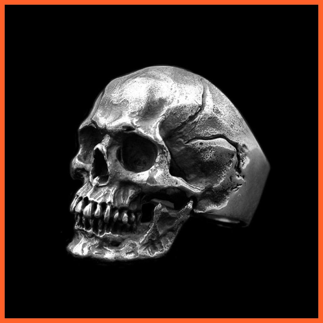 Skull Silver Color Ring Gothic Design For Men | Stainless Steel Biker Ring | whatagift.com.au.