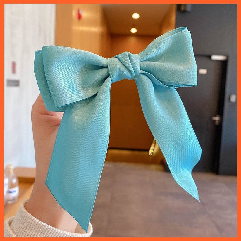 whatagift.com.au Sky Blue Elegant Ribbon Bow Hair Clip | Cute Hair Bows Hairpins For Women Accessories
