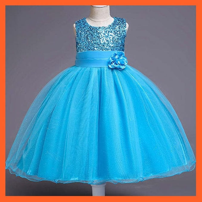whatagift.com.au SkyBlue / 3T Tulle Lace Long Girl Dress  For Girls For Party And Wedding