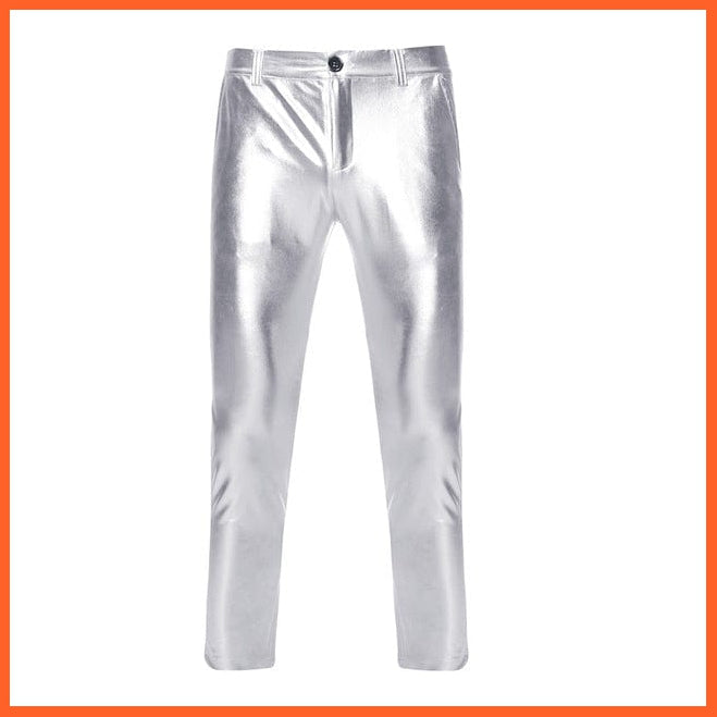 whatagift.com.au sliver / XXXL Gold Coated PU Leather Pants For Men