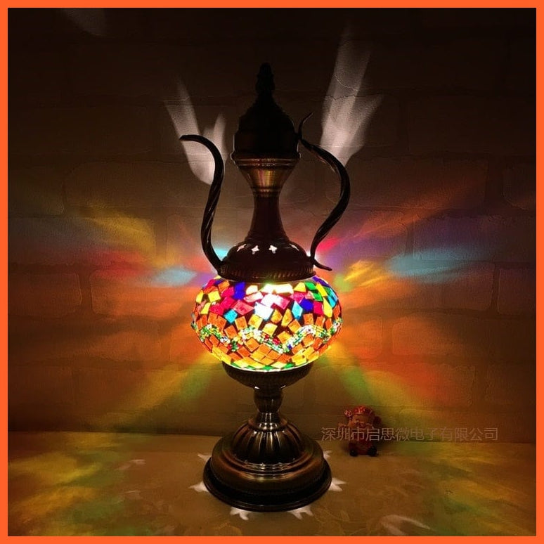whatagift.com.au SMM / EU plug Mediterranean style Turkish Mosaic Table Lamp | Handcrafted Mosaic Glass Romantic Bed light