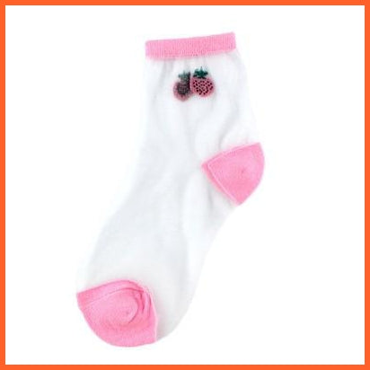 Mid Low Length Transparent Crystal Silk Flower Print Socks For Women | whatagift.com.au.