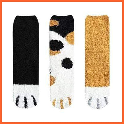 Cute Cartoon Animal Print Sock Cat Paw Socks For Women | Warm Fluffy Socks For Winter | whatagift.com.au.